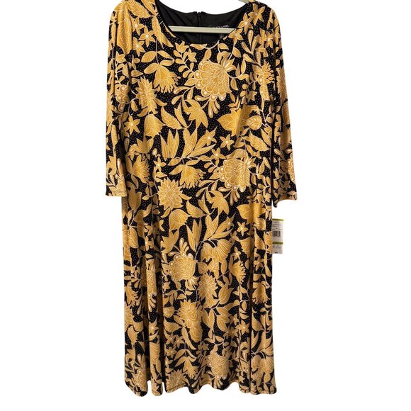 Black Label By Evan-Picone Black/Marigold Floral Dress Size 14 Dress. NWT - Picture 6 of 12